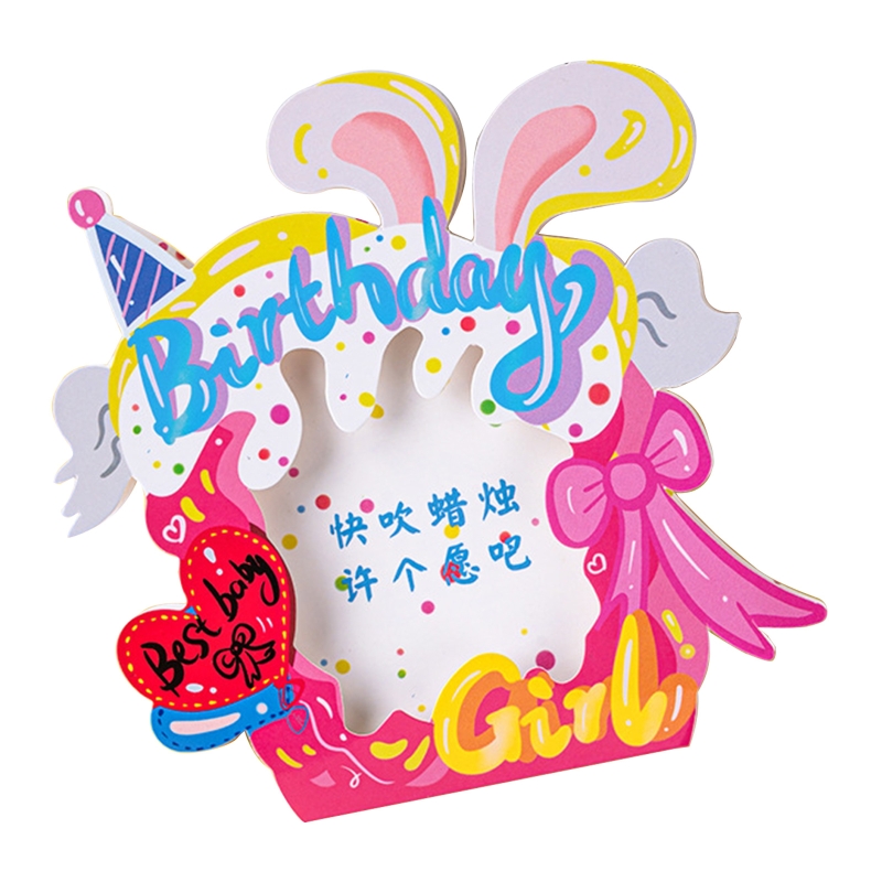 3D Pop hoch Geburtstag Karte Foto Rahmen Karte Karikatur Bär Erdbeere Segen Karten für freundlicher Jungen Mädchen Geburtstag Segen Karten: Rose rot