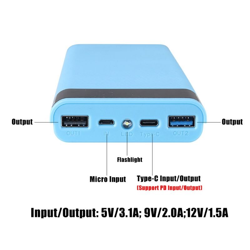 QC3.0 Dual Usb Lcd-scherm Diy 10X18650 Batterij Case Power Bank Shell Draagbare Externe Box Powerbank Protector