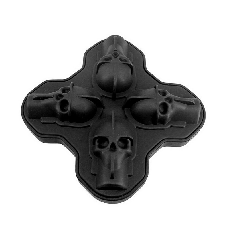 Skull ice mold for Halloween,Skull ice lattice,3D 4 Skeleton Ice Grid 1pcs Halloween Ice Grid Skull ice mold: black 01