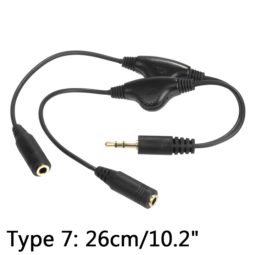 Hörlursdelare 3.5mm jack ljudkabel jack 3.5 mm hane till hane ljud aux kabel för telefon pc bil högtalare tråd aux sladd högtalare: Typ 7