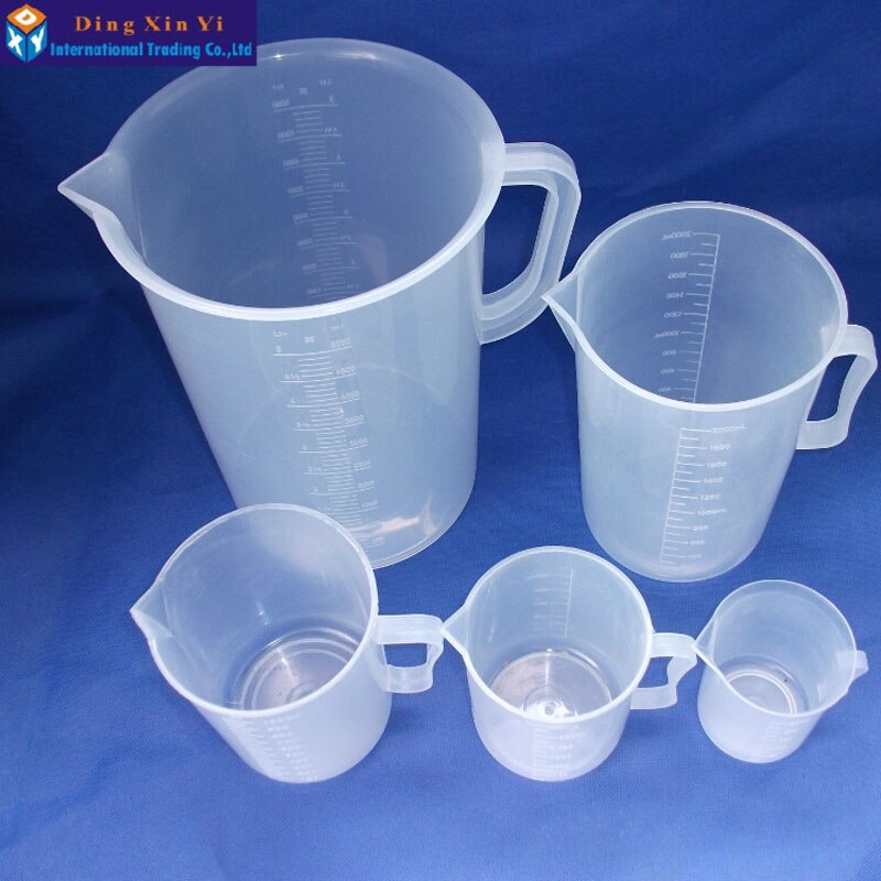 2PCS/lot 1000ml plastic beaker Clear White Plastic Measuring Cup Beaker for Lab Kitchen