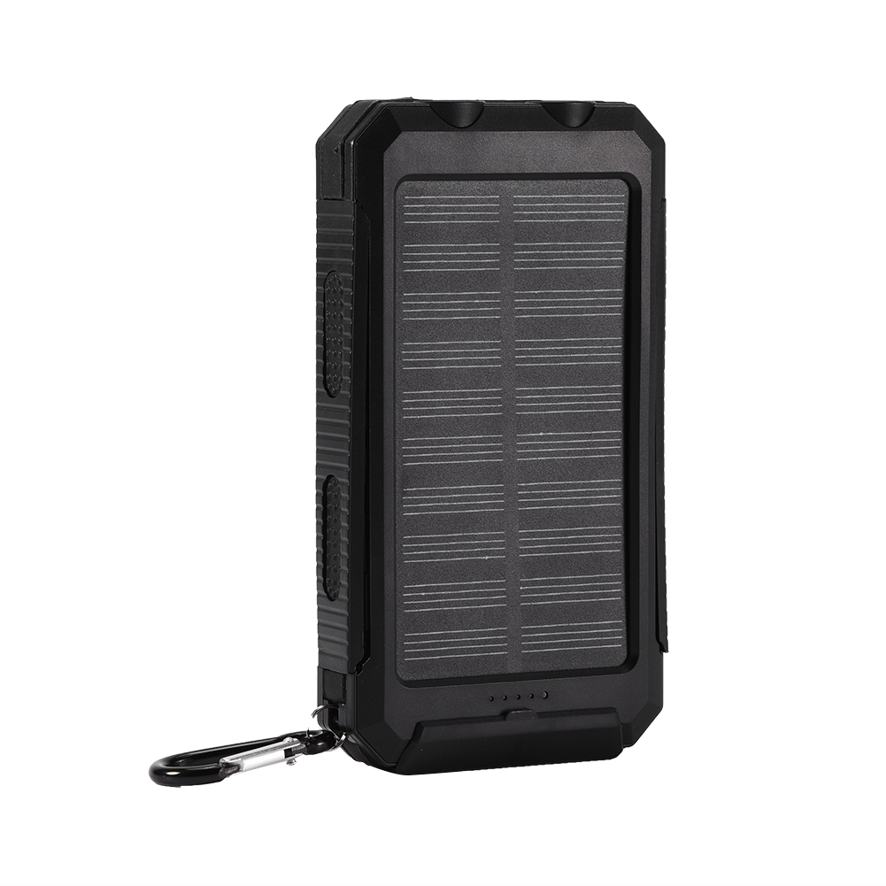 Outdoor Portable Solar Power Bank Case Diy Kit 10000Mah Snel Opladen Dual Usb Mobiele Waterdichte Power Bank Gevallen Met kompas: Black