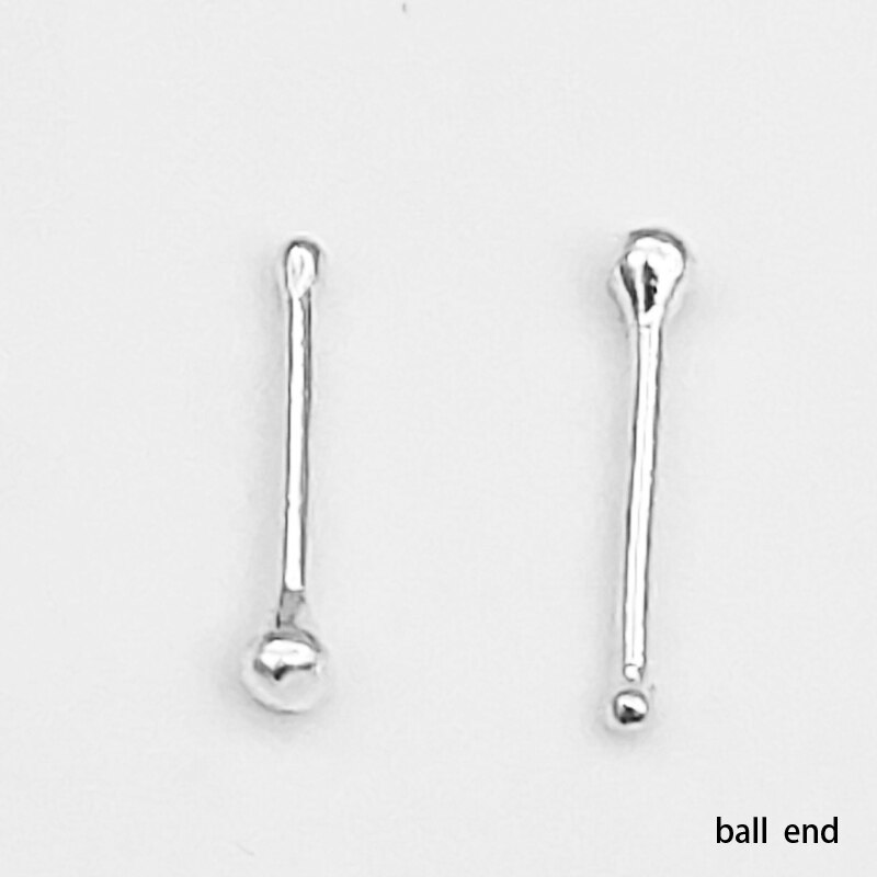 Commercio all&#39;ingrosso 100 pz 925 Sterling Silver Nose Stud 1.2mm 1.5mm 1.8mm 2.0mm piccolo naso a sfera pin 24g fn Piercing gioielli pircin nariz