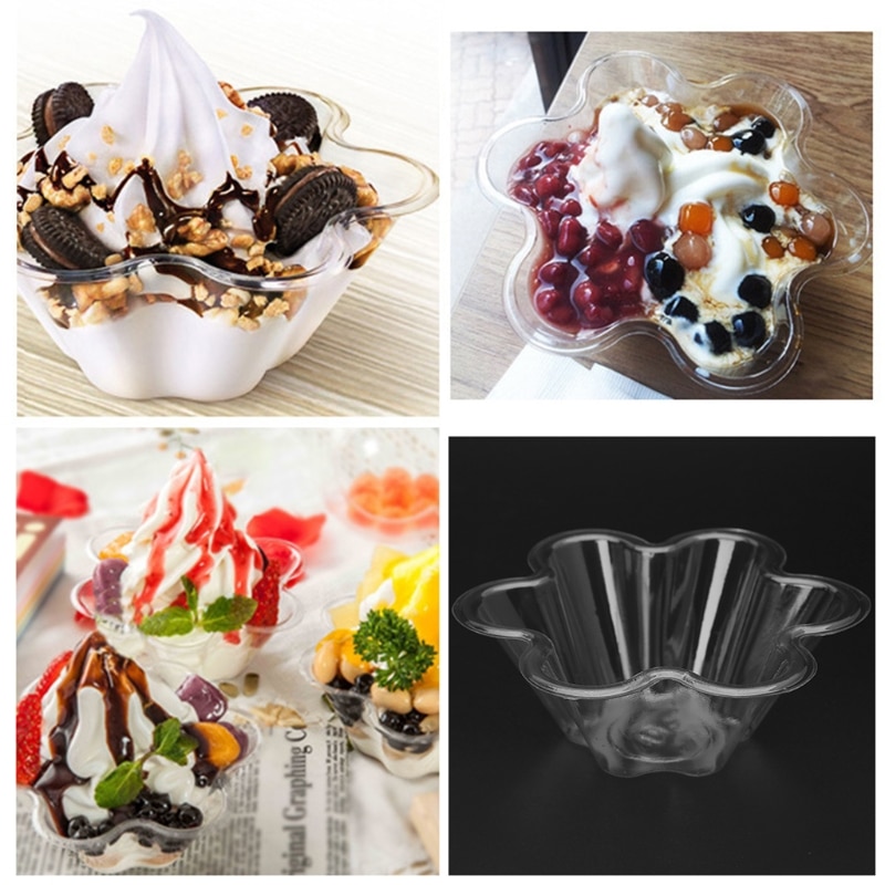 10 Stücke Einweg Kunststoff transparent Eis Suppe Süssigkeit Salatschüssel Küche Plastikschüssel