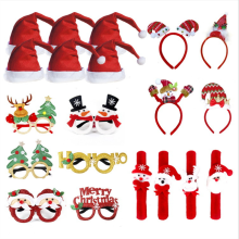 6-20 Stks/set Festival Levert Xmas Glazen Kerst Hoed Creatieve Party Kinderen Volwassen Hoofdband Kerstman Polsband
