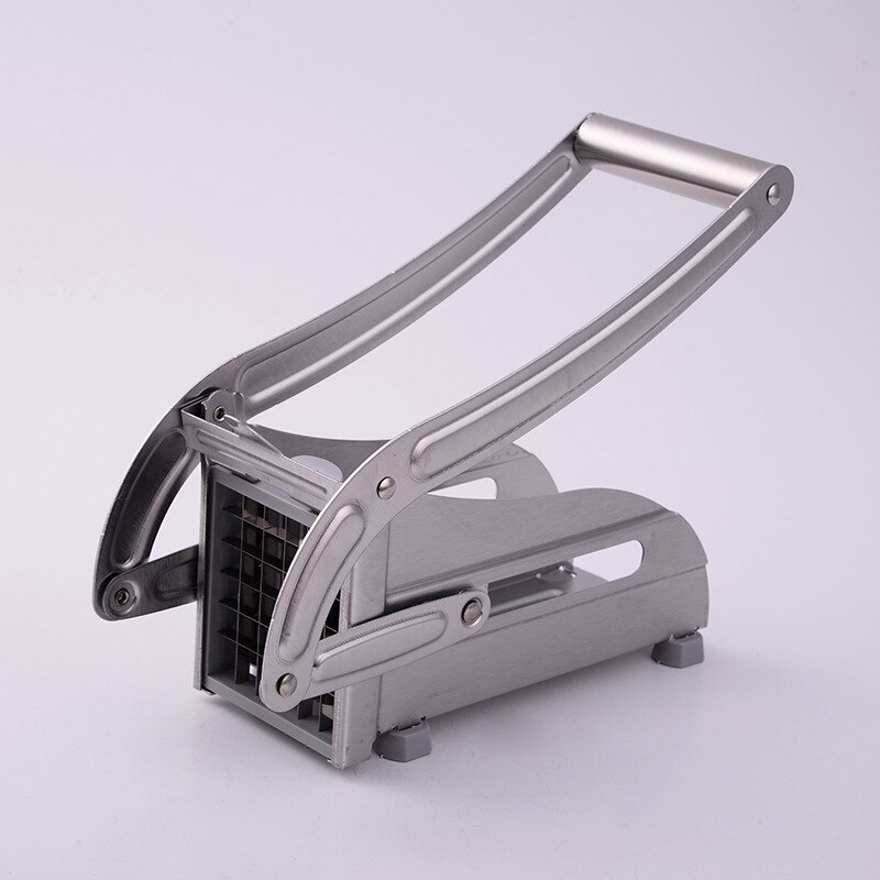 Stainless Steel Hand Push Potato Slicer Save Effort Cut Evenly Cucumber French Fries Divider Cuters Convenient Kitchen Gadgets: Silver