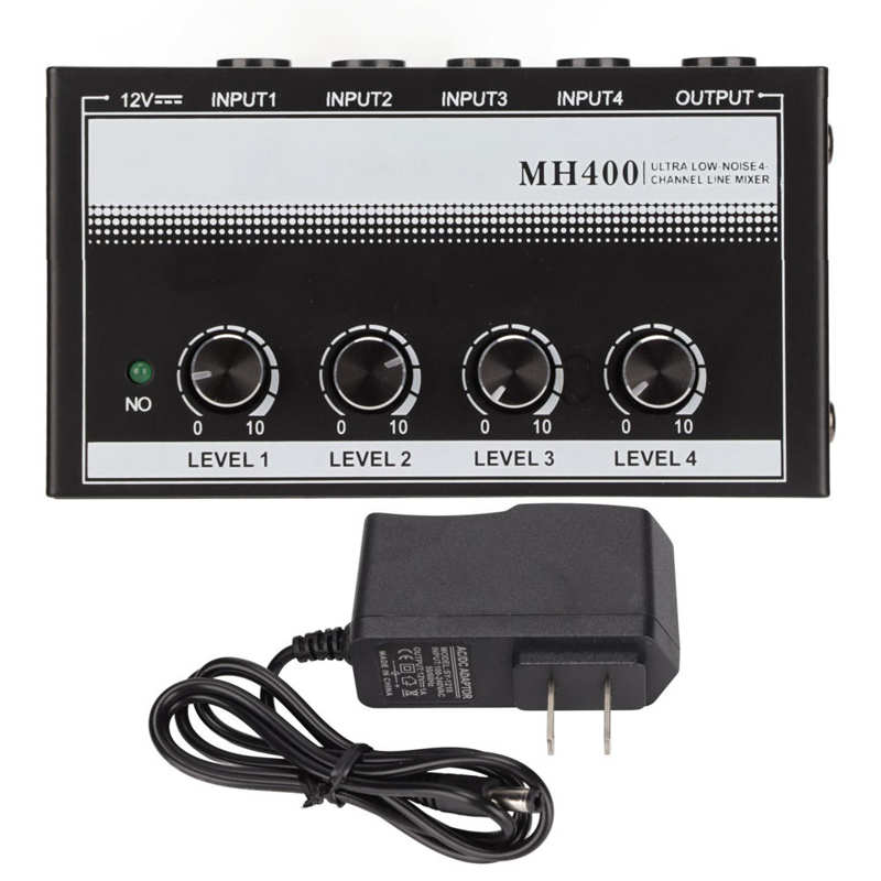 4 Channel Line Mixer Compact Stereo Low Noise Portable Line Mixer for Clubs and Bars 100‑240V: US