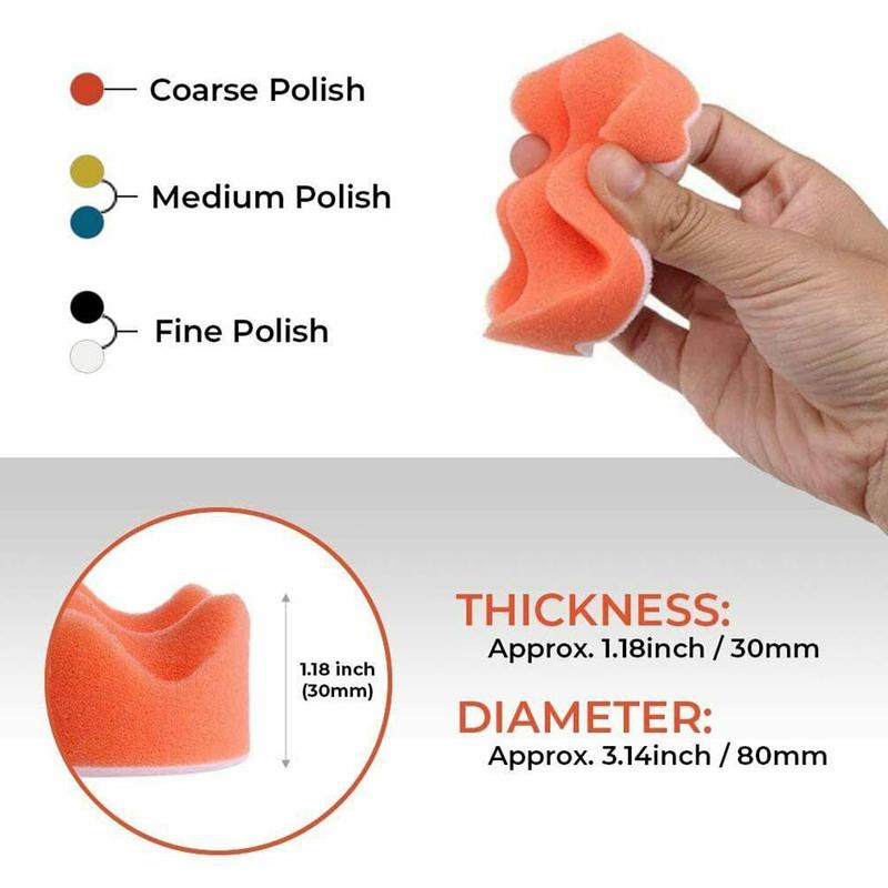 3 inch Car Buffing Pads Polishing Wax Sponge Buffer Set Waxing Foam Polisher Kit for Drill