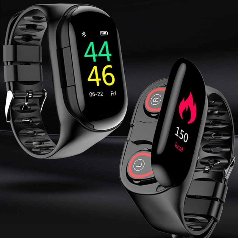 Ai Smart Horloge Met Bluetooth Oortelefoon Hartslagmeter Smart Polsband Smart Horloge Mannen Sport Oortelefoon Smart Fitness Armband