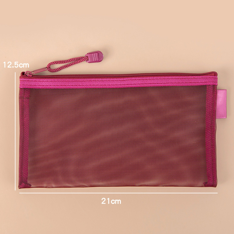 Estuche para lápices con cremallera Simple, bolsa de almacenamiento de cosméticos de malla, bolsa de papelería transparente, bolsa de maquillaje, bolsas de almacenamiento portátiles: green