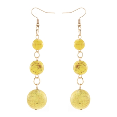 YULUCH Long Pendant Earrings Women's National Jewelry Accessories 3 grain Semi-precious Balls Party: yellow