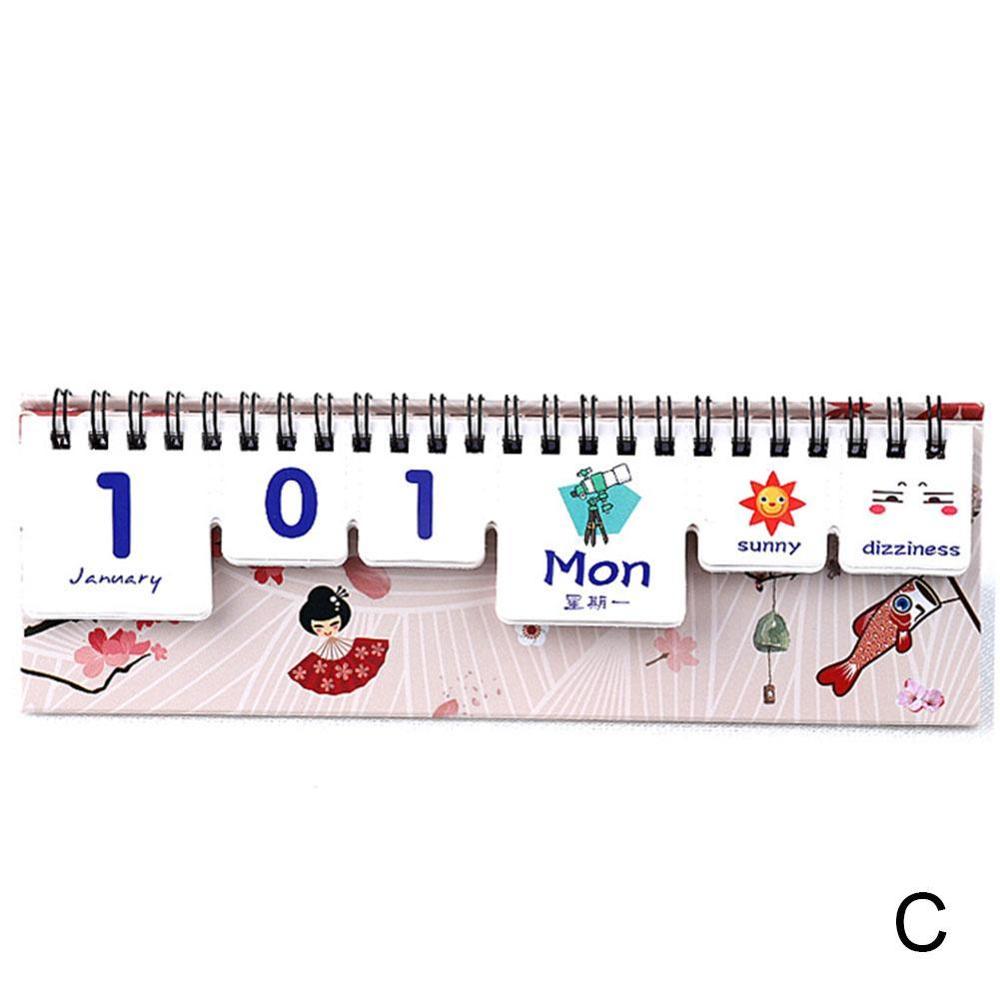 2021Kawaii Cartoon Calendar DIY Mini Animal Star Desk Agenda Stationery Planner School Calendar Table Office Supplies Plan: C