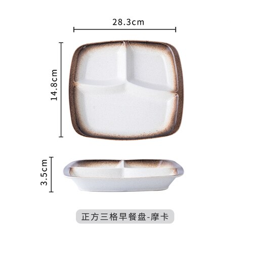 Plato divisorio de cerámica de estilo japonés para cena, vajilla divisoria de comida para una sola persona,: K 28.3x14.8x3.5cm