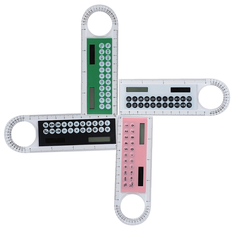 Mini-calculadora cartão de 10cm, energia solar, criativo, com régua multifuncional, material de escritório e escola, 1 peça
