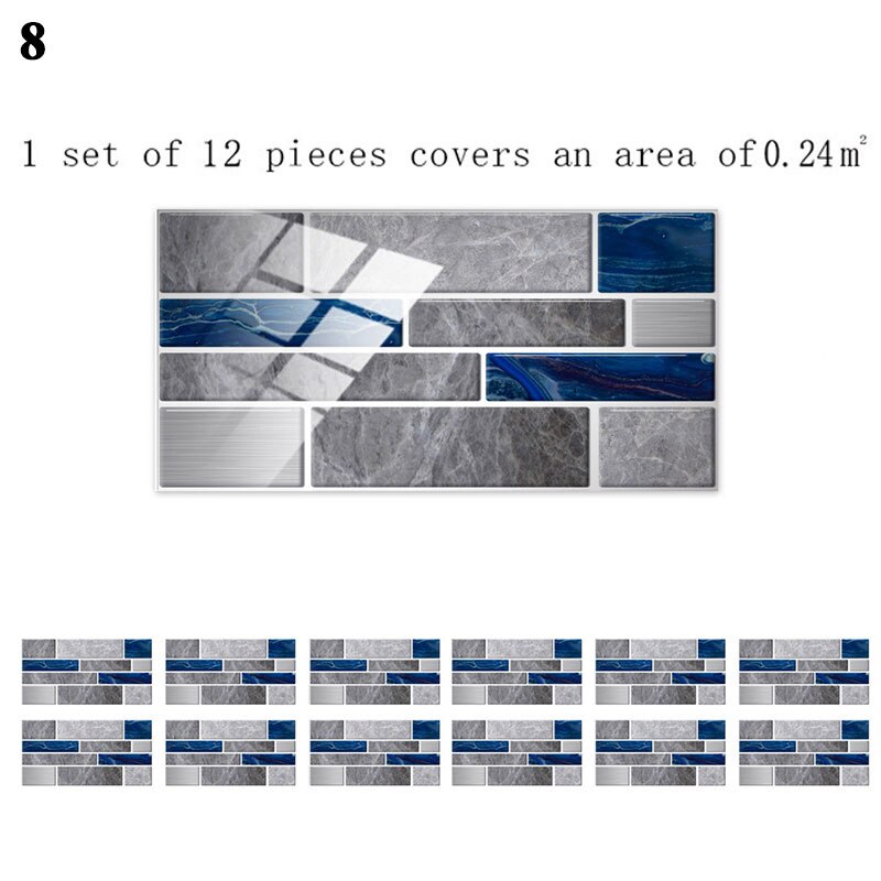 12 Stuks Floor Stickers Zelfklevende Badkamer Keuken Tegel Stickers Decoratieve Waterdichte Antislip Dikke Slijtvaste: 8