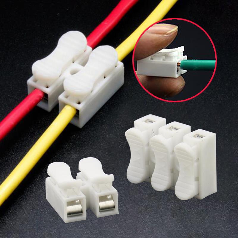 Vehemo 30Pcs 2P Spring Connector LED Strip Light No Welding No Screws Quick Connector Cable Clamp Terminal