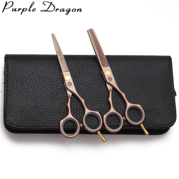 Z1104 5.5" 16cm JP Purple Dragon Rose Gold Scissors For Hairdresser Cutting Shears Thinning Scissors Hair Scissors: Z1104 Jin D 5.5Y