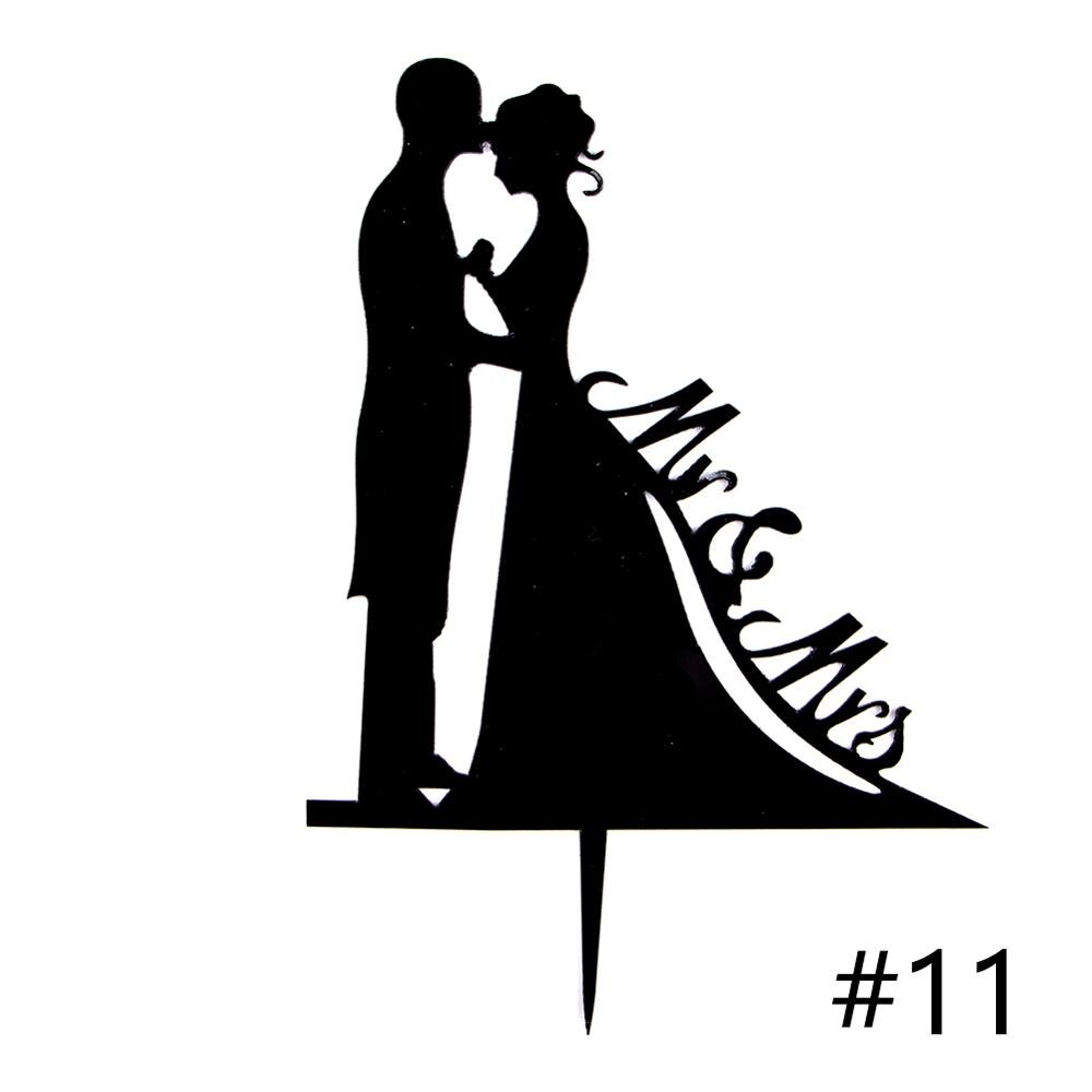 1Pcs Wedding Cake Topper Bride Groom Mr Mrs Acrylic Black Gold Cake Toppers Wedding Decoration Mariage Party Supplies: 11