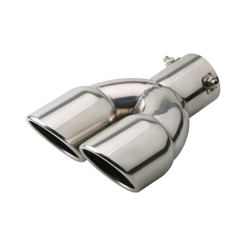 63mm Car Exhaust Pipe Muffler Tail Pipe Double Outlet Tailpipe Universal Stainless Steel Dual Rear Muffler Noise Canceller