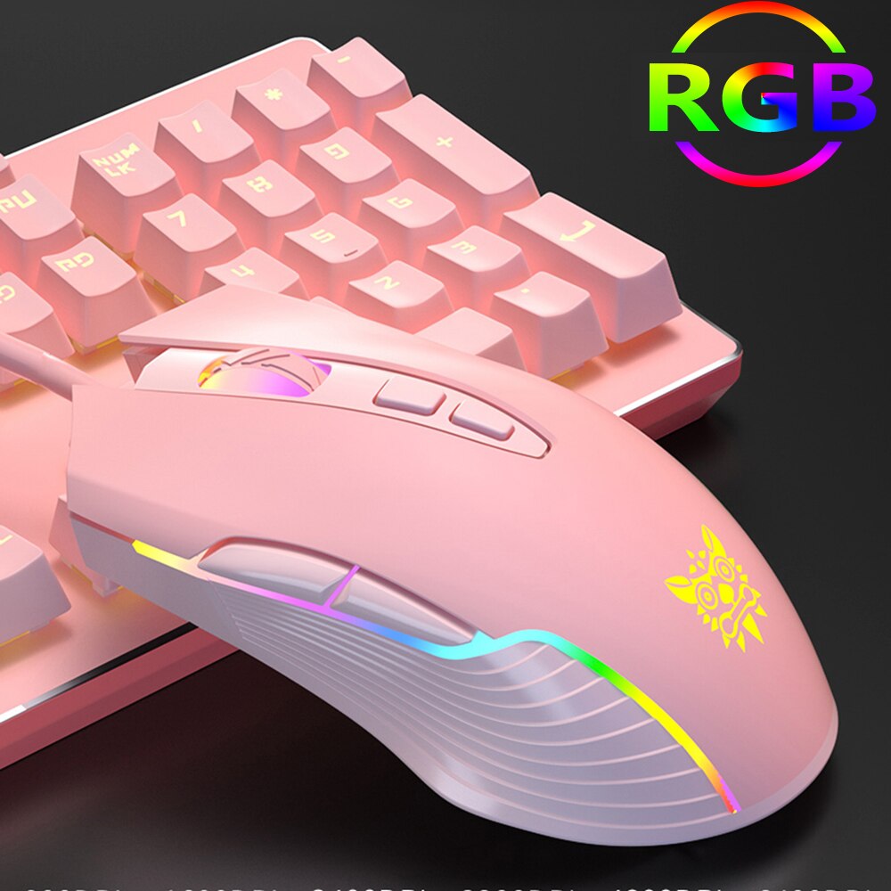 Rgb Backlight Gaming Muis, 6-Speed Verstelbare 6400 Dpi, Usb Wired Roze Meisje Spel Gewijd Muizen, voor Laptop Computer Gamer