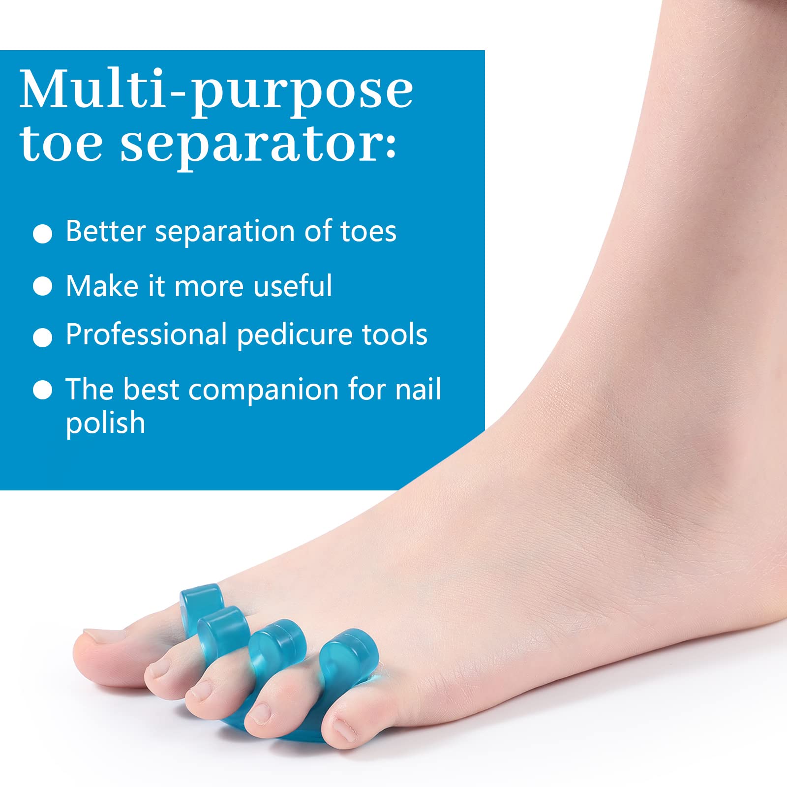 2 Pieces Toe Separator Clear Blue Toe Separator for Nail Polish Pedicure Toe Separators Repeatable Washable Toe Dividers Gel Toe