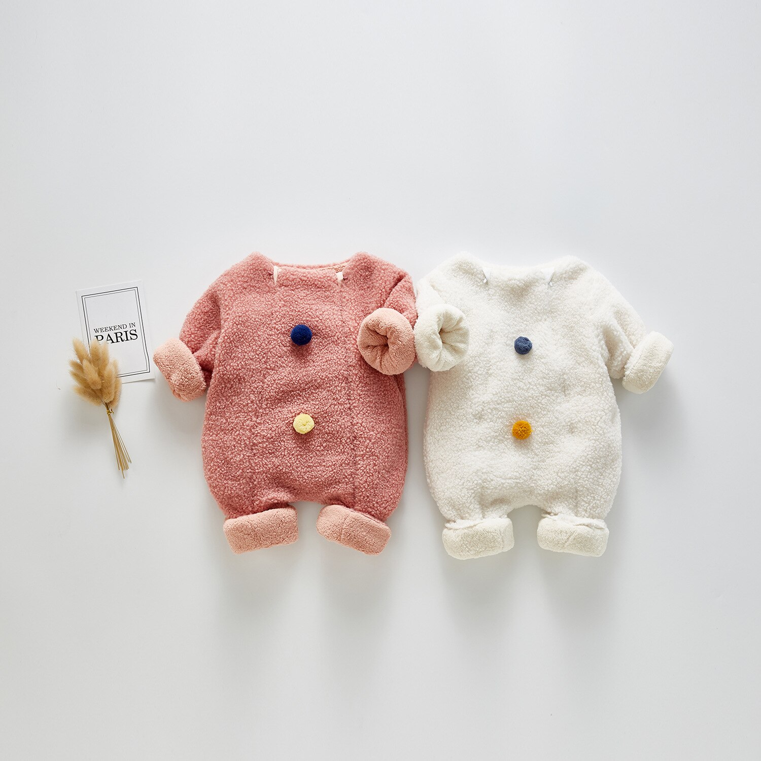 Pelele para bebé, chaqueta cálida de lana, monos gruesos de bola de colores, para invierno,
