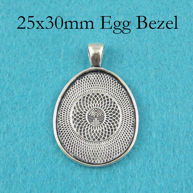 50 pcs - 25x30mm Egg Setting, Egg Pendant Tray, Egg Bezel Setting, Egg Pendant Blank Cabochon Base Resin Frame: Antique Silver