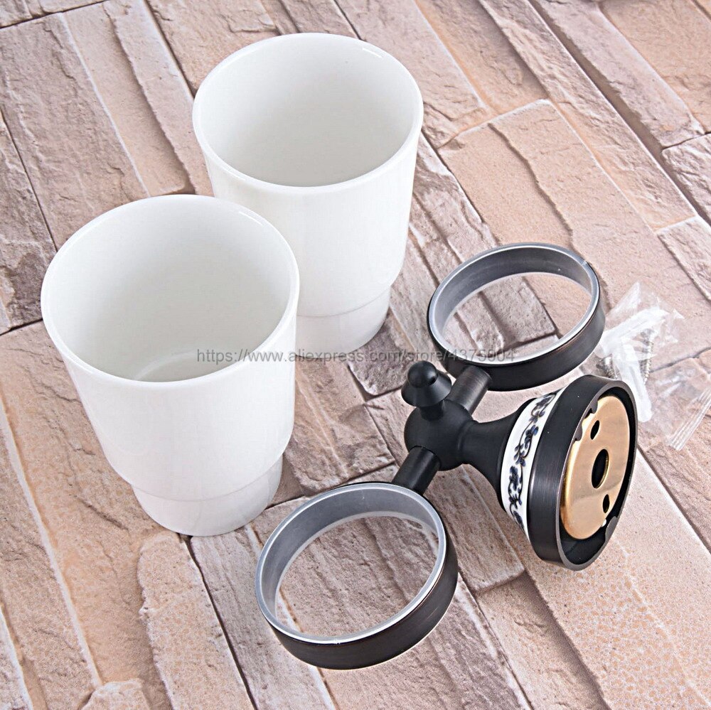 Zauberstab Montiert Öl Eingerieben Bronze- Doppel Tasse Halfter Zahnbürste Halfter mit Zwei Glas Tassen Gestell Becher Halfter Nba767
