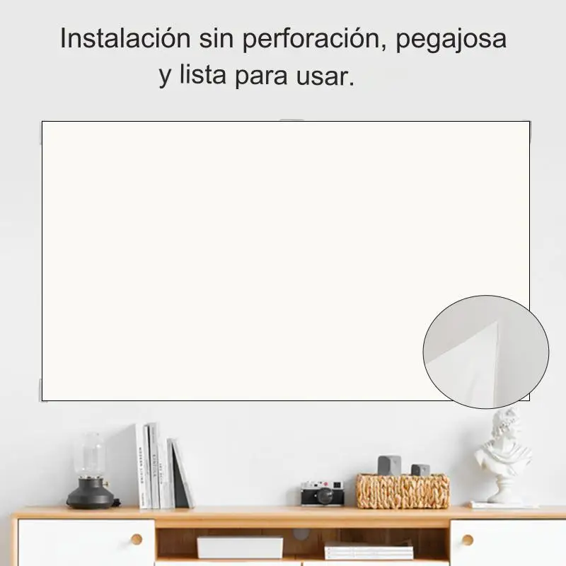 VEIDADZ Pantalla de proyector 60 72 84 100 120 130 pulgadas Rejilla blanca Antiluz 160 ° Ángulo de visión Pantalla reflectante Película interior al aire libre