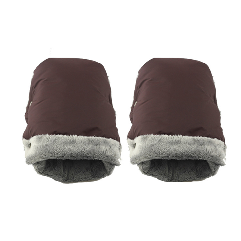 Baby Stroller Gloves Winter Pram Hand Muff Waterproof Pram Accessory Mitten Baby Buggy Clutch Cart Thick Gloves: Brown 16x21cm