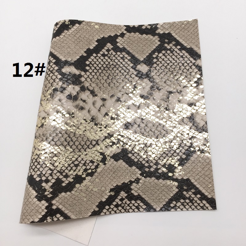 Tela metálica de piel sintética de serpiente, hojas de cuero sintético, para hacer lazos, R2033A, 21x29cm, 1 unidad: 12