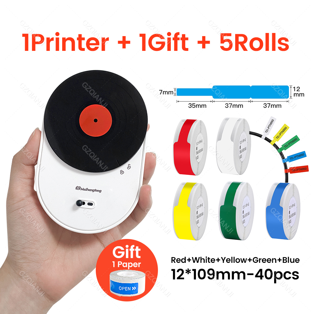 Wireless Bluetooth Portable Sticker Label Printers Mahcine Cable Labels Maker Printer Tape Office Home Indoor Outdoor Marking: Add 5 Cable