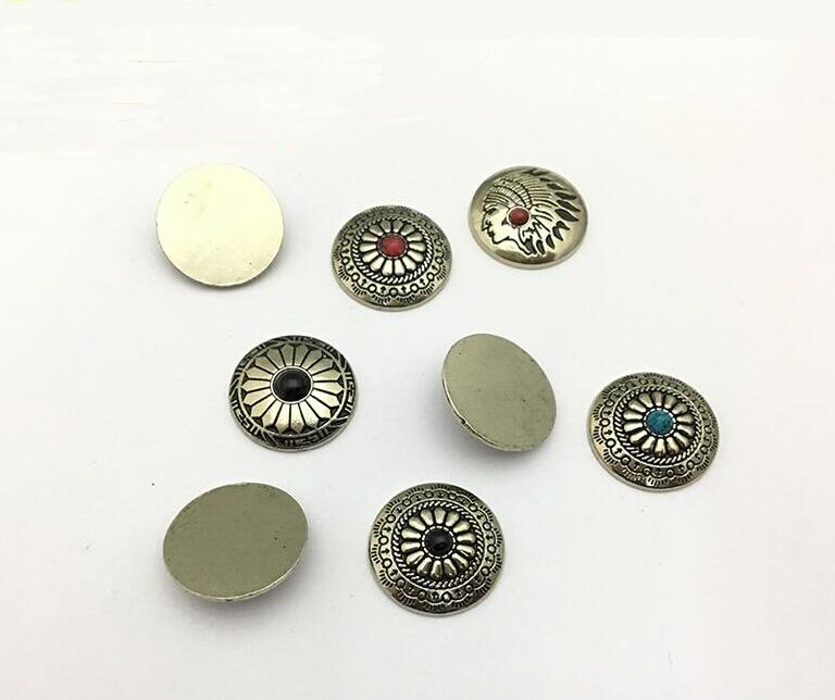10 st/lot zinklegering 20mm solroshandväska knapp krysantemum handgjorda läderklädselknappar