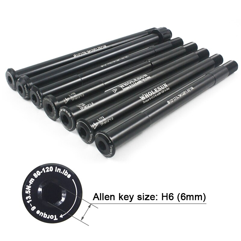 Eje pasante para bicicleta, liberación rápida, tubos centrales, brochetas de eje trasero, 171/173/175mm * M12x1.0 M12x1.5 M12x1.75