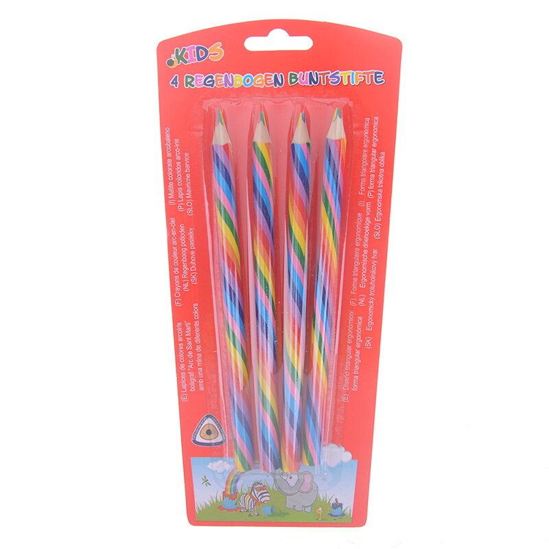 4pcs/lot Rainbow Pencil Wood Environmental Protection Pencil Bright color Appearance Pencil School Office Writing Pencil