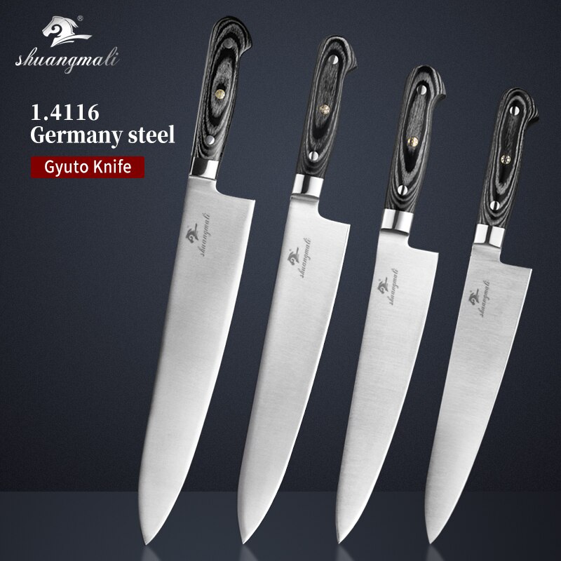 9 '' 10 '' 11 '' 12 '' gyuto kokknive tyskland 1.4116 stål køkkenknivknive skarpe værktøj skåret kød skiver gyutokniv