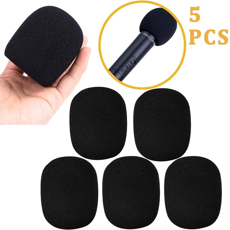 KEPHE-funda de espuma grande para micrófono, cubierta de espuma para parabrisas, color negro, de grado superior, paquete de 5 unidades: 5PCS