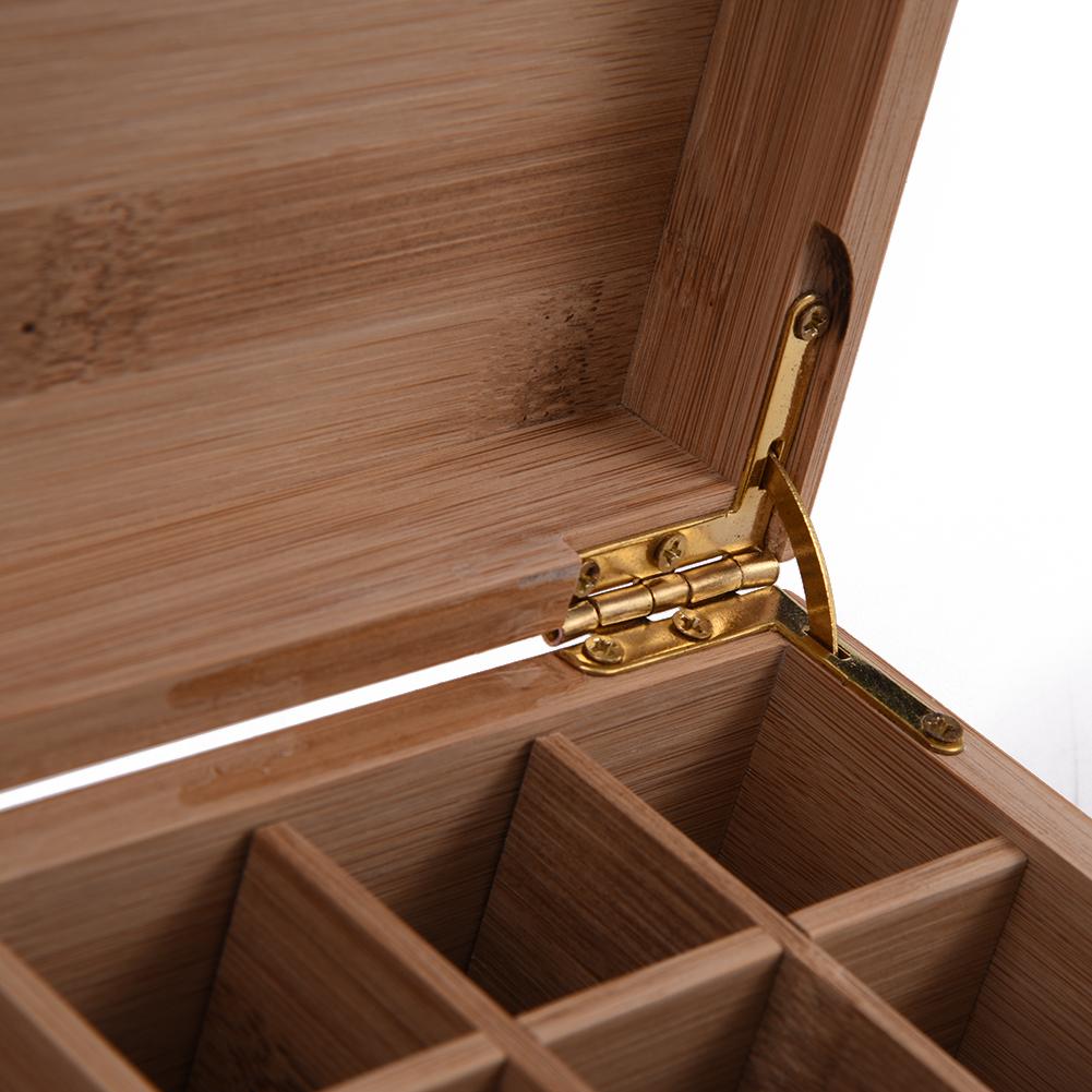 Boîte en bambou haut de gamme pour huiles essentielles, avec 25 grilles, boîtier de rangement en bois de protection, bricolage, pour ornement artistique, décoratif