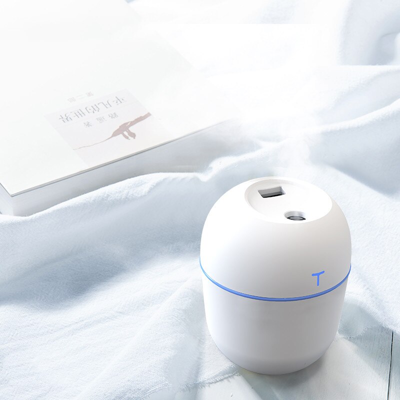 Ultrasonic Air Humidifier 220ML Aroma Essential Oil Diffuser for Home Car USB Fogger Mist Maker with LED Night Lamp: White