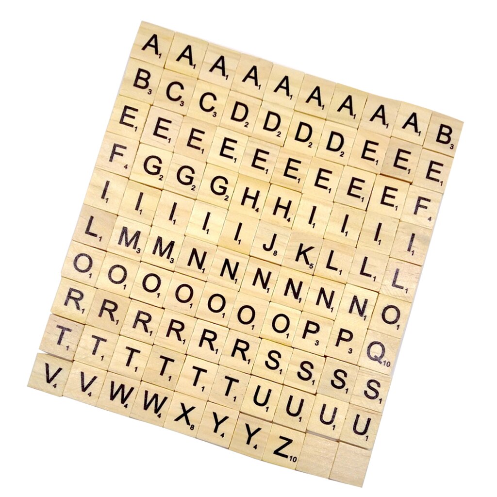 Mag Lot 100 Houten Puzzel Spel Brief Tegel Complete Set Stuk Craft Scrapbooking Houten Alfabet Letters