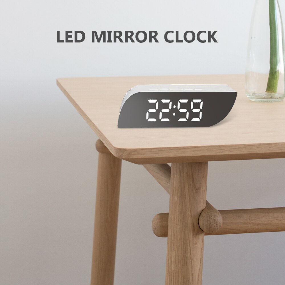 Digitalt spejl ur led vækkeur nat lys temperatur skrivebord ure bord ur hjem indretning usb/batteridrevet