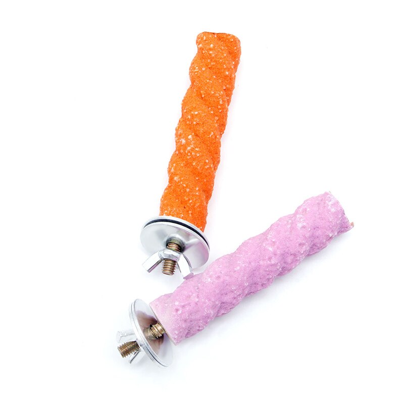 1Pc Bird Cage Colorful Pet Bird Cage Perch Stand Platform 2x8cm Paw Grinding Parrot Parakeet C42