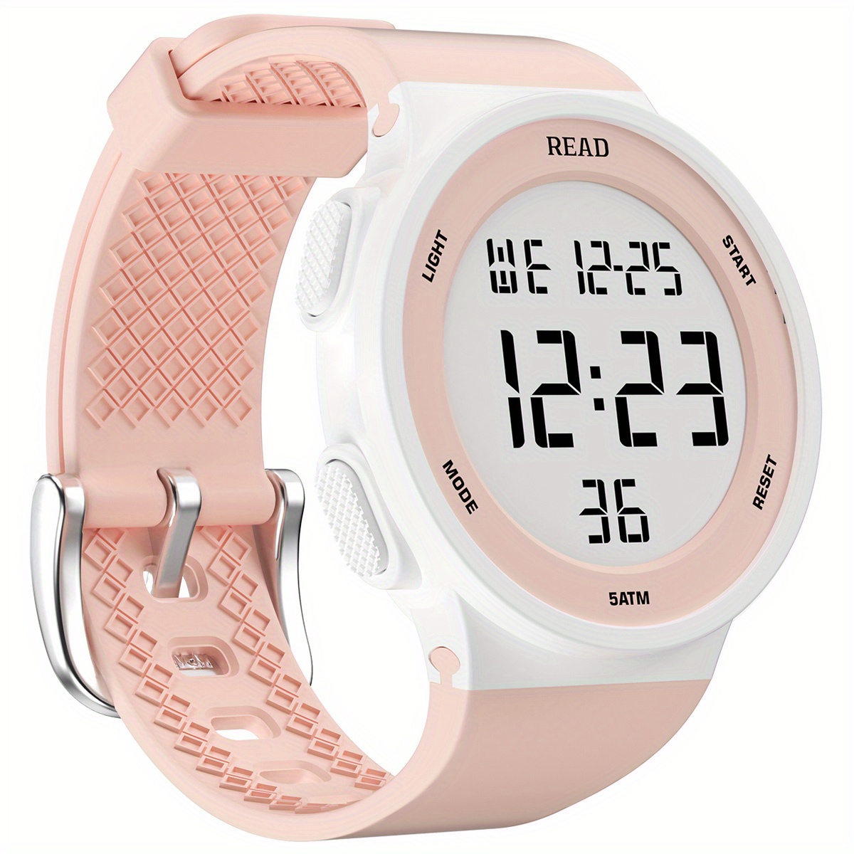 Horloges voor dames, modehorloge met LED-definitieweergave met hoge resolutie, waterdicht multifunctioneel elektronisch digitaal horloge: Roze