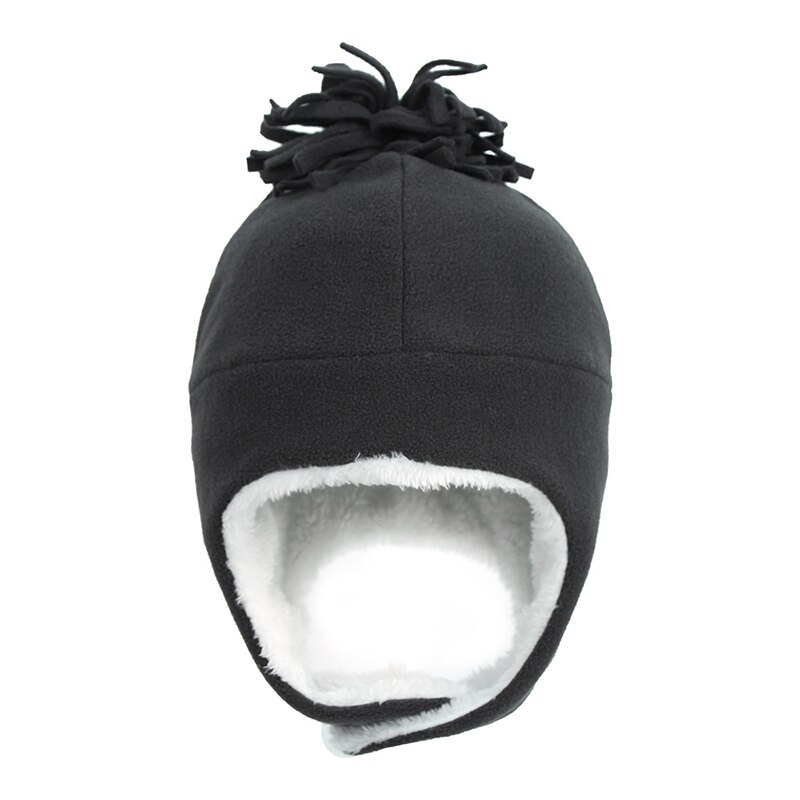 Baby Winter Warm Hat Boy Girl Fleece Knitting Crochet Earflap Beanie Hats Toddler Kids Wool Cap Autumn Hats: dark gray / 54(3-10 Years Old)