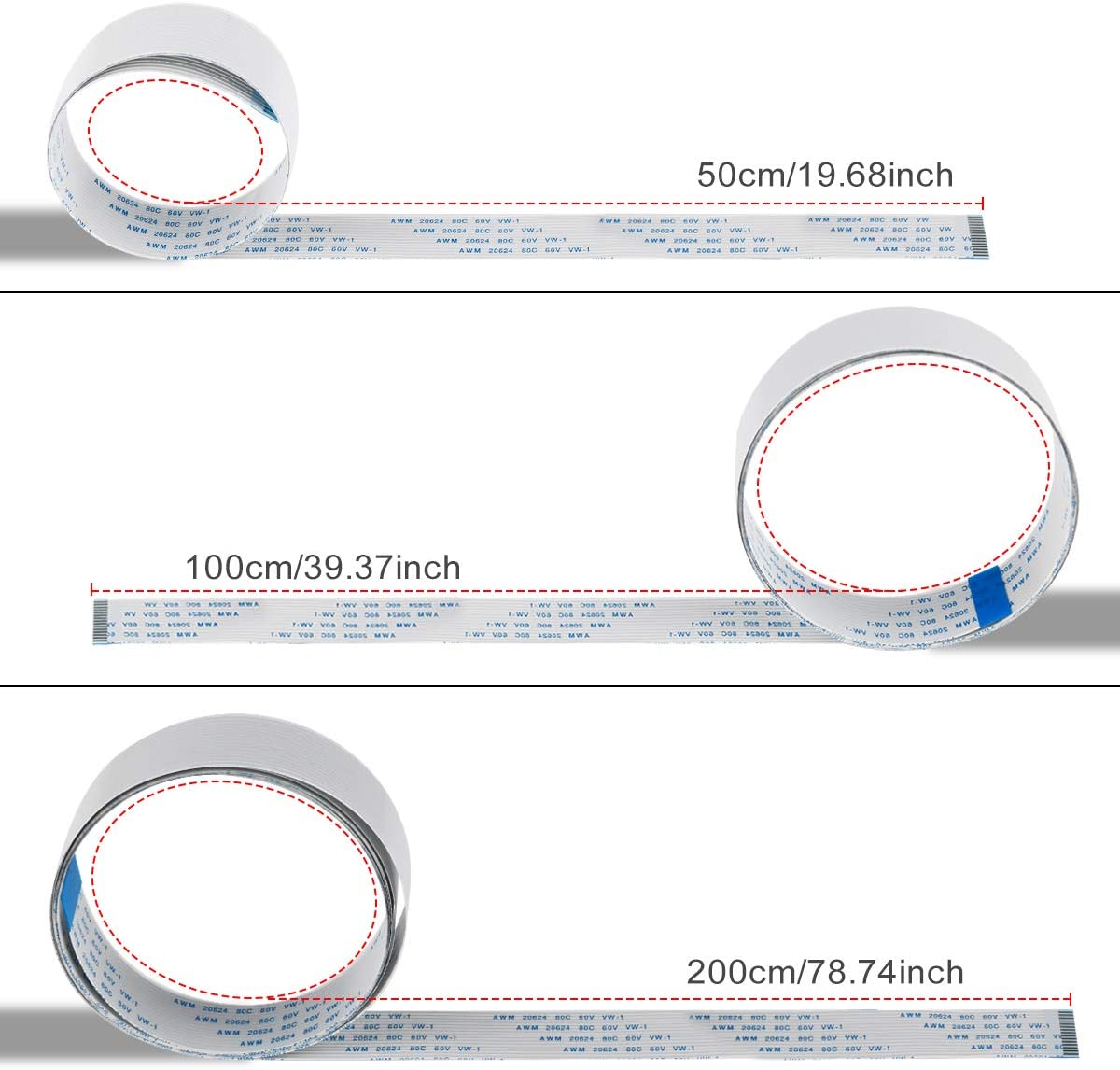 5pcs/Lot Raspberry Pi 4 15Pin FFC Camera Cables Kit, 5in1 Ribbon Flex Extension Cable for Raspberry Pi 4 Model B 3B+ 3B 2B+ 2B+
