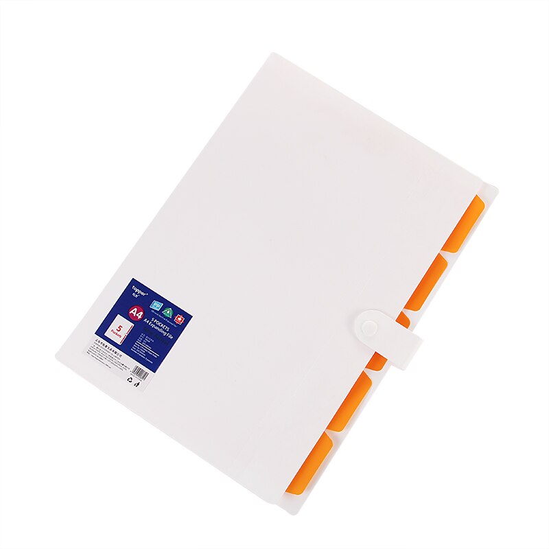 10 colors waterproof PP file folder A4 document bag pouch bill folder holder organizer cilp file document folders: white orange