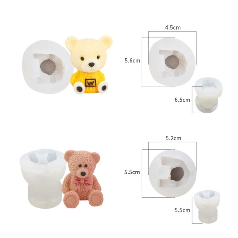 3d siliconen mallen voor speelgoedbeertjes met strik, fondant, taartrandvormen, chocoladevorm, taartdecoratiegereedschap, keukenbakaccessoires