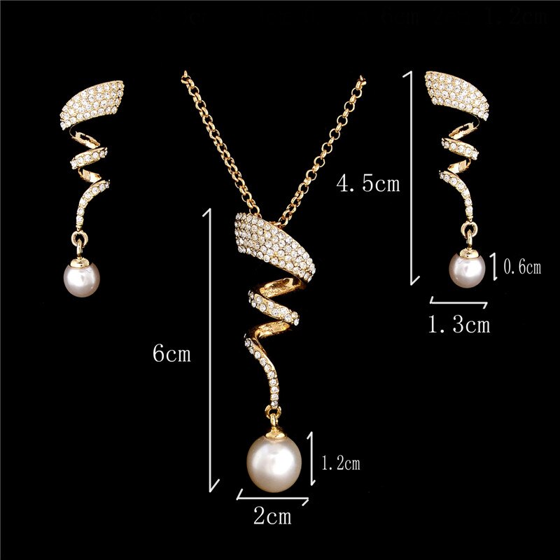 Hesiod-Conjunto de collar y pendientes de perlas de imitación de copo de nieve blanco, collar de cristal austriaco, conjuntos de joyería para mujer: F397