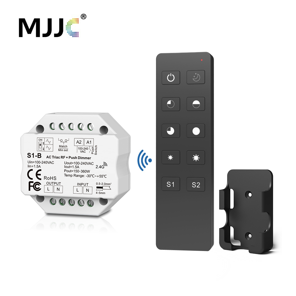 MJJC – variateur LED S1-B, 220/230/110V, PWM, 2.4G, RF, télécommande, interrupteur, 220V AC, Triac, pour ampoule LED