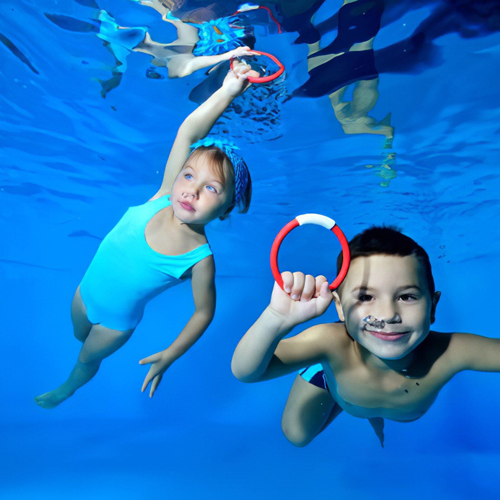 19 Stks/set Zwemmen Schatten Kleurrijke Games Duiken Bad Speelgoed Waterdicht Zwembad Speelgoed Torpedo Visgraten Ringen Staven Zeewier